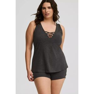 Torrid Plus Size Charcoal Gray Sleep Tank Lattice Neckline Size 4 EUC